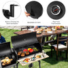 Low Smoke Outdoor BBQ Grill with steel firebox, adjustable air vent, and side shelf for outdoor cooking convenience.