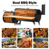 Low Smoke Outdoor BBQ Grill with firebox, durable steel construction, and side shelf for outdoor cooking convenience.