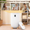 White 40L towel warmer with LCD control, dual temperature settings, and large capacity for cozy towels and blankets.