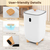 Sleek white 40L towel warmer with wood handle, air vent design, and non-slip foot pads for family comfort and safety.