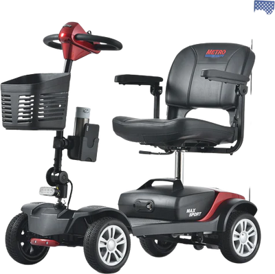 Metro Mobility Max Sport Mobility Scooter 4-Wheel Electric 24V 12Ah 300W 4.97 MPH 10 Mile Range Manufacturer RFB