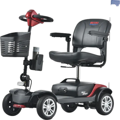 Metro Mobility Max Sport Mobility Scooter 4-Wheel Electric 24V 12Ah 300W 4.97 MPH 10 Mile Range Manufacturer RFB