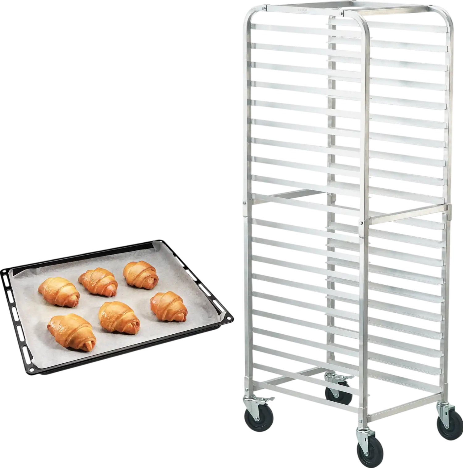 Vevor Bun Pan Rack 20-Tier Commercial Bakery Trolley with Brake Wheels 26