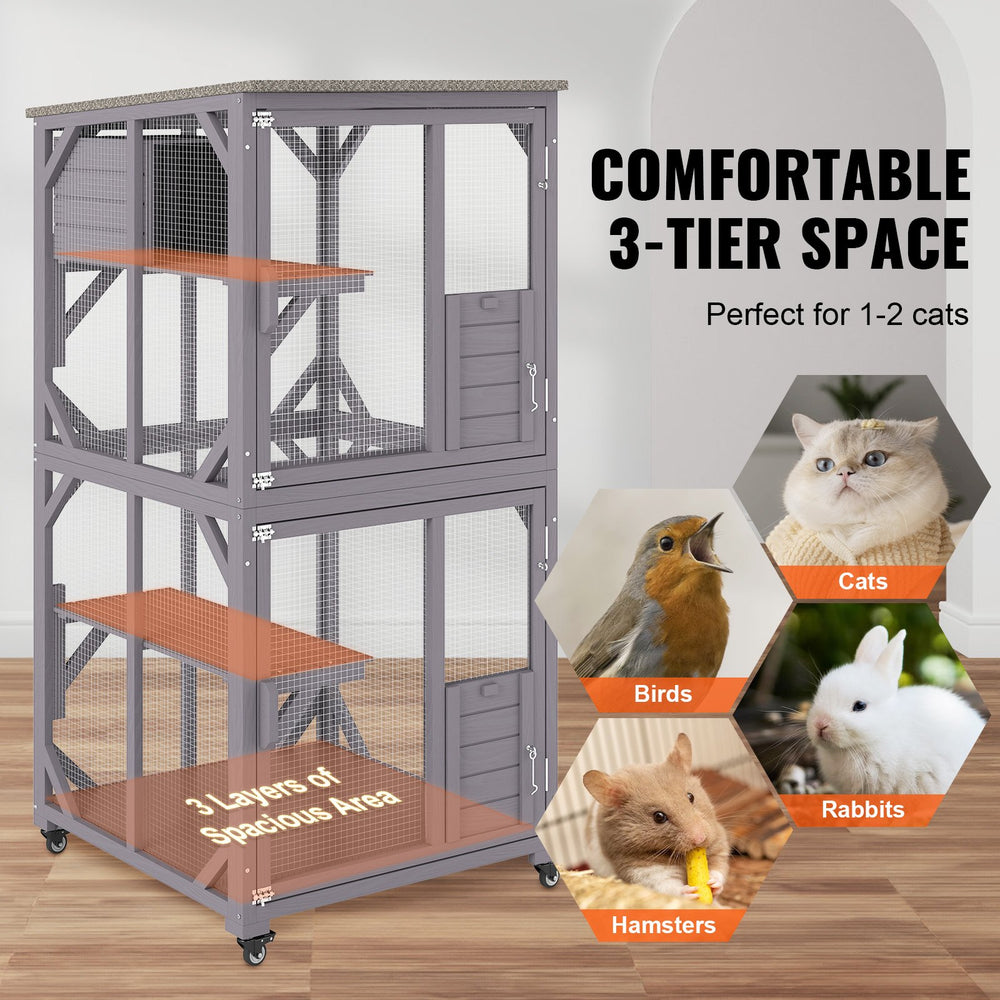 Vevor Cat House Outdoor 3-Tier Large Catio with Platforms