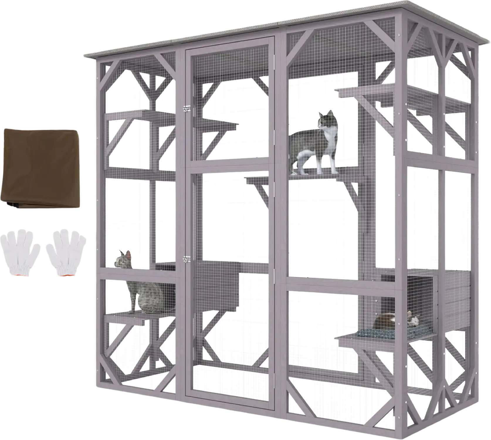Vevor Cat House Outdoor 7-Tier Large Catio with 5 Platforms 2 Resting Boxes 71.2