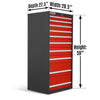Heavy Duty Modular Drawer Cabinet - Drawer,  59" H x 28.5" W x 22.5" D Tool Storage Organizer,  Steel Construction