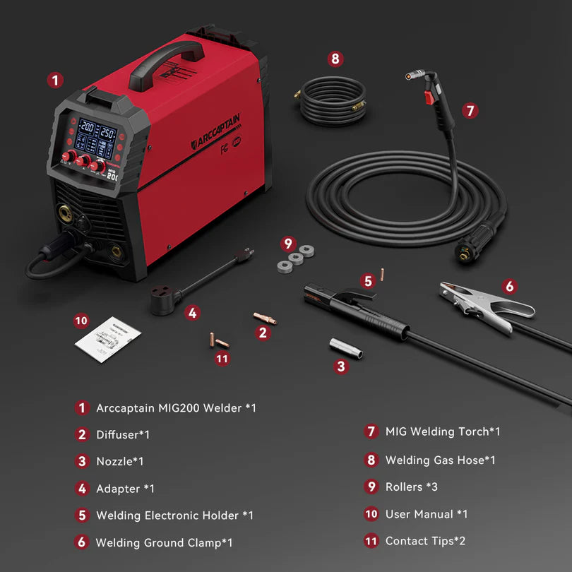 Arccaptain MIG200 MIG Welder 6-in-1 Multi Process Machine 110/220V New