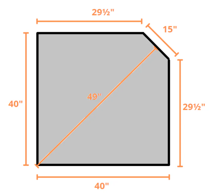 ComfortBilt Corner Hearth Pad 40" x 40" Non Combustible Mill Black/Silver Slate New (Fits all ComfortBilt models)