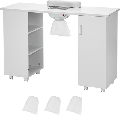 Vevor Manicure Table with Dust Collector MDF Workstation 8 Wheels 3 Dust Bags and Wrist Rest New