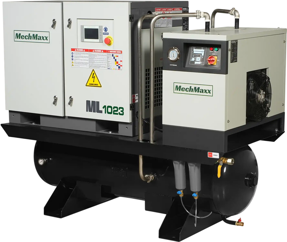 10HP Combined Rotary Screw Air Compressor with Dryer & 66-Gal ASME Tank | 32 CFM,  116 PSI,  230V 3-Phase - Industrial Grade