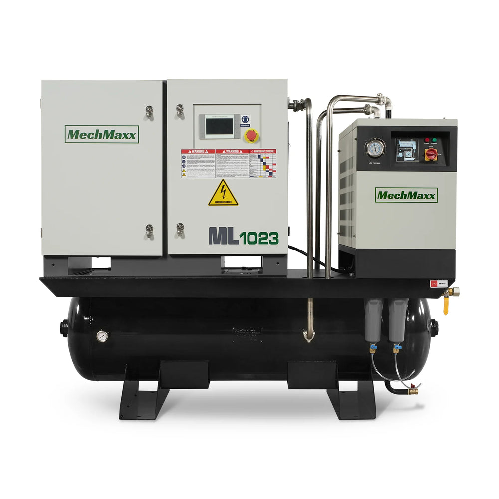10HP Combined Rotary Screw Air Compressor with Dryer & 66-Gal ASME Tank | 32 CFM,  116 PSI,  230V 3-Phase - Industrial Grade