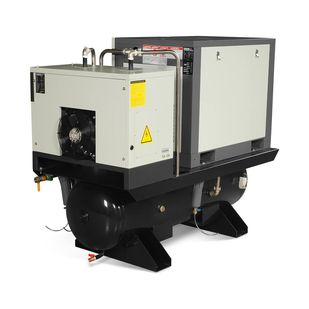 10HP Combined Rotary Screw Air Compressor with Dryer & 66-Gal ASME Tank | 32 CFM,  116 PSI,  230V 3-Phase - Industrial Grade