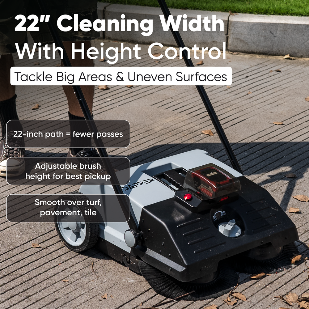 22" Battery Powered Artificial Grass & Hard Surface Sweeper