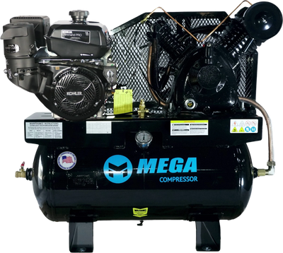 Mega Compressor MP-14030GTU Air Compressor 30 Gallon 14 HP 175 PSI Kohler Engine Gas Start New