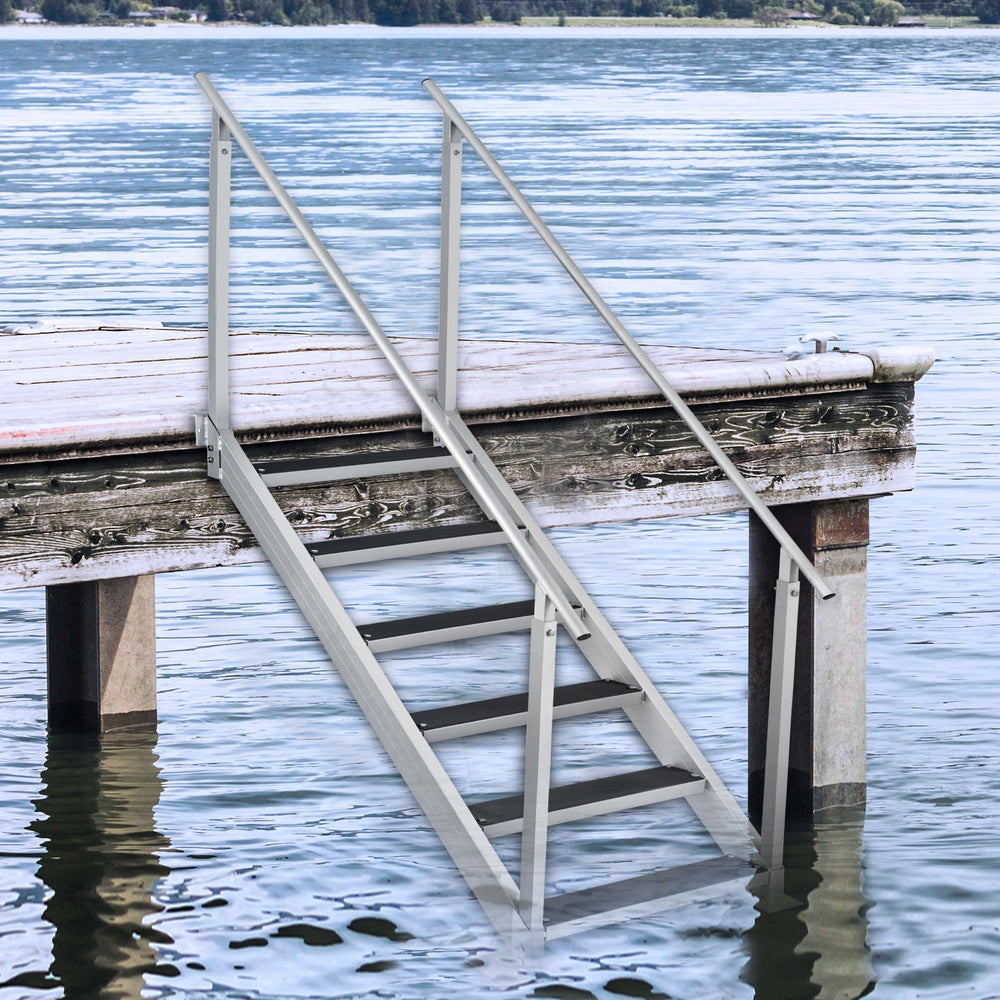 Vevor Dock Ladder 43"-51" Adjustable Height 500 Lbs. Load Capacity 6 Steps Aluminum New