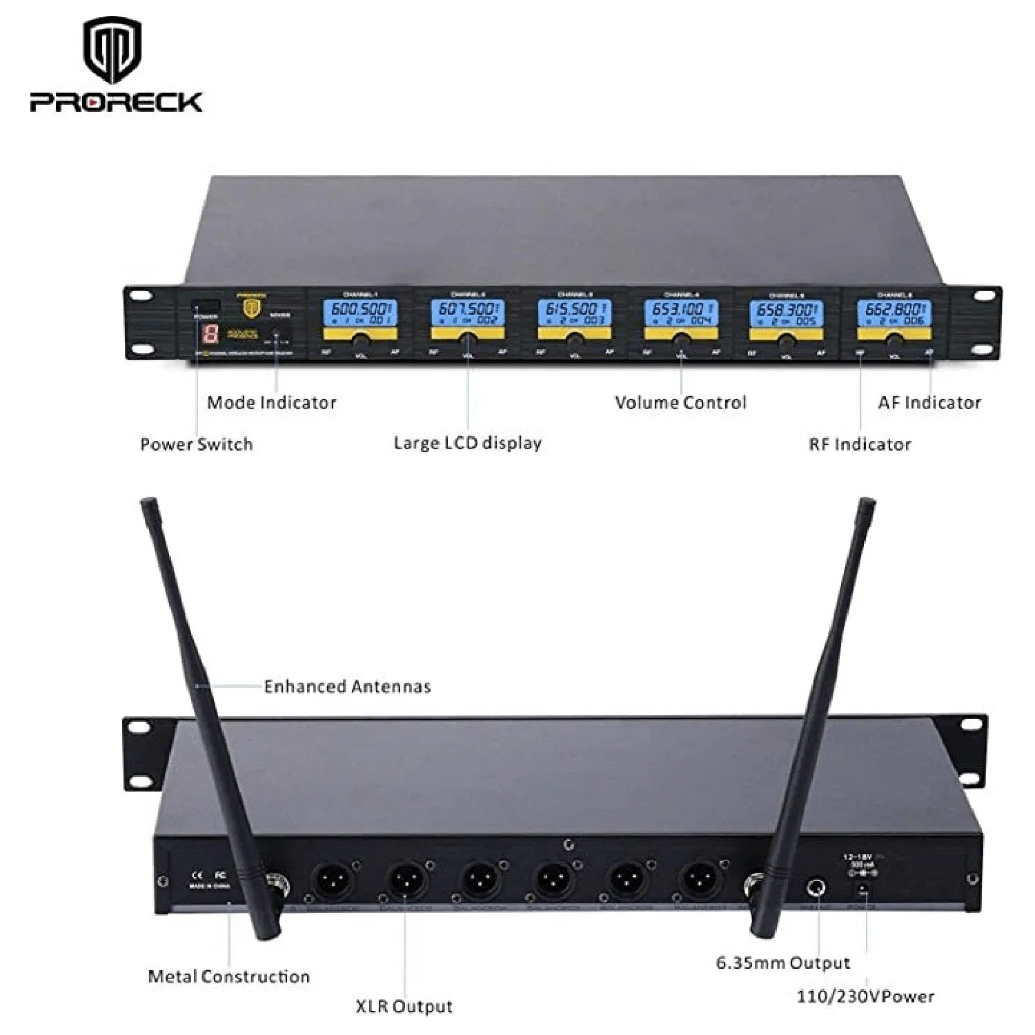 Proreck MX66 Microphone System Wireless 6 Channel New –
