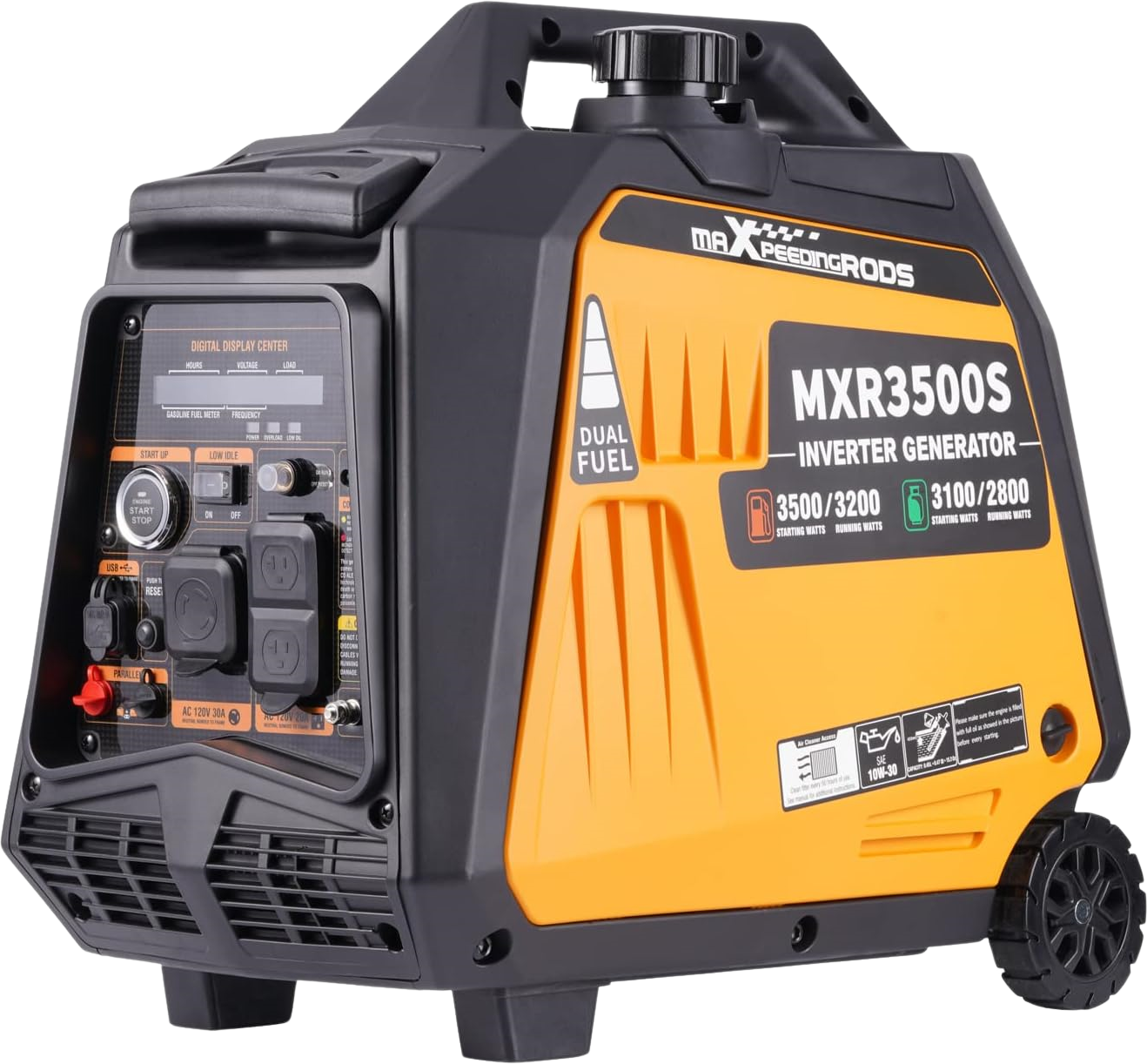 Maxpeedingrods MXR3500-DC-US Dual Fuel Inverter Generator 3200W/3500W RV and Parallel Ready with CO Alert and Electric Start New