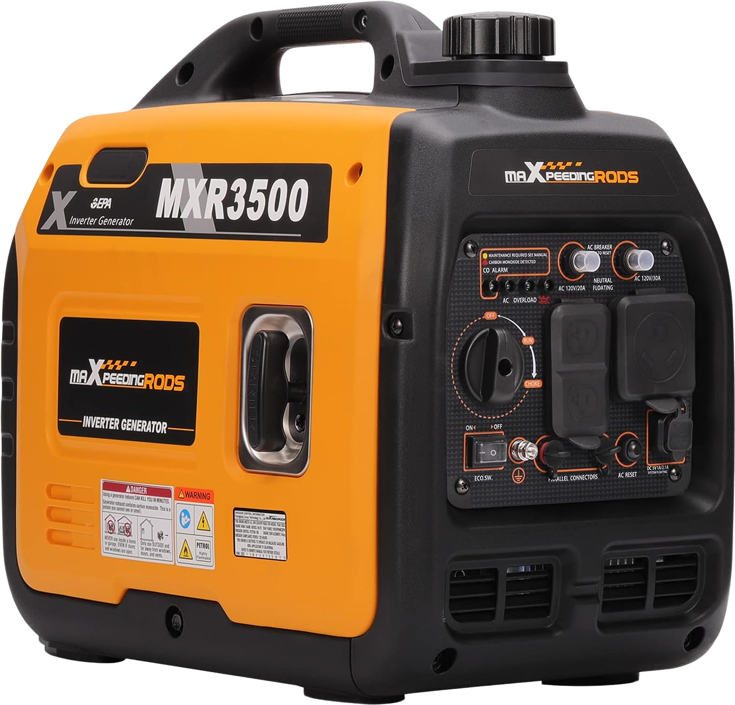 Maxpeedingrods MXR3500-CA Inverter Generator 3000W/3500W Low THD Parallel and RV Ready with CO Alert Gas New Canada Only