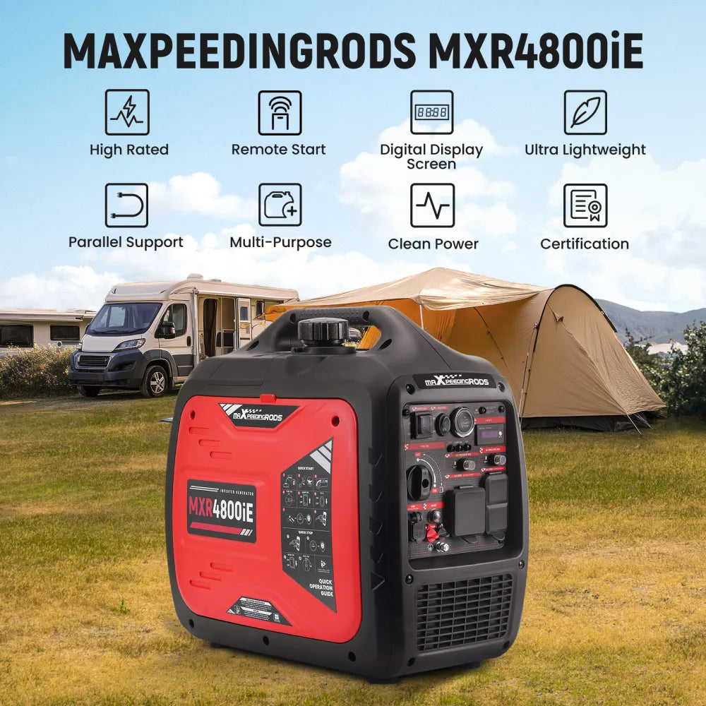 Maxpeedingrods MXR4800IE-US 3800W/4800W Generator Gas Low THD Inverter CO Alert Remote Start New