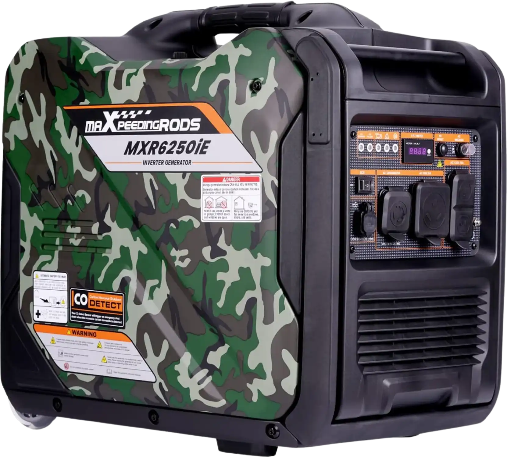 Maxpeedingrods MXR6250IE-US Inverter Generator 5000W/5500W Low THD Electric Start RV Ready and CO Alert Gas New