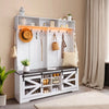 Vevor Hall Tree Entryway Bench 59" with LED Coat Rack Shoe Storage and 12 Hooks New