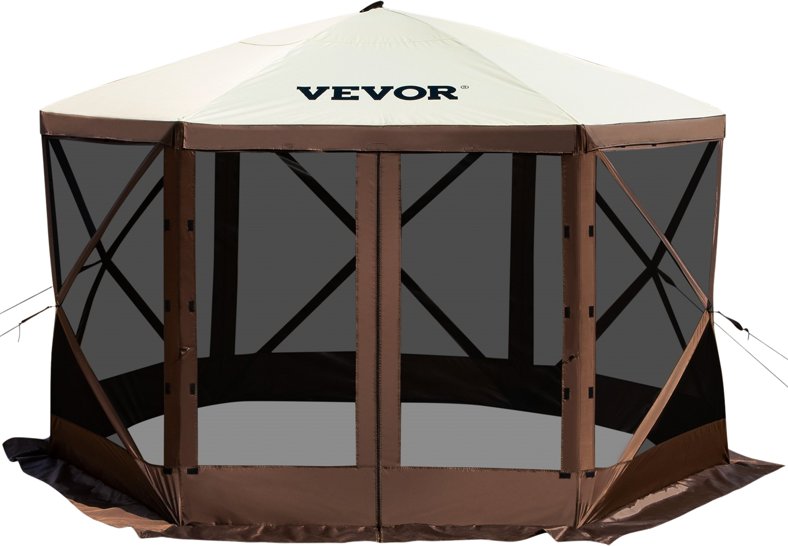 Vevor Camping Gazebo Tent 12' x 12' 6 Sided Pop Up Canopy Screen For 8 People With Storage Bag New