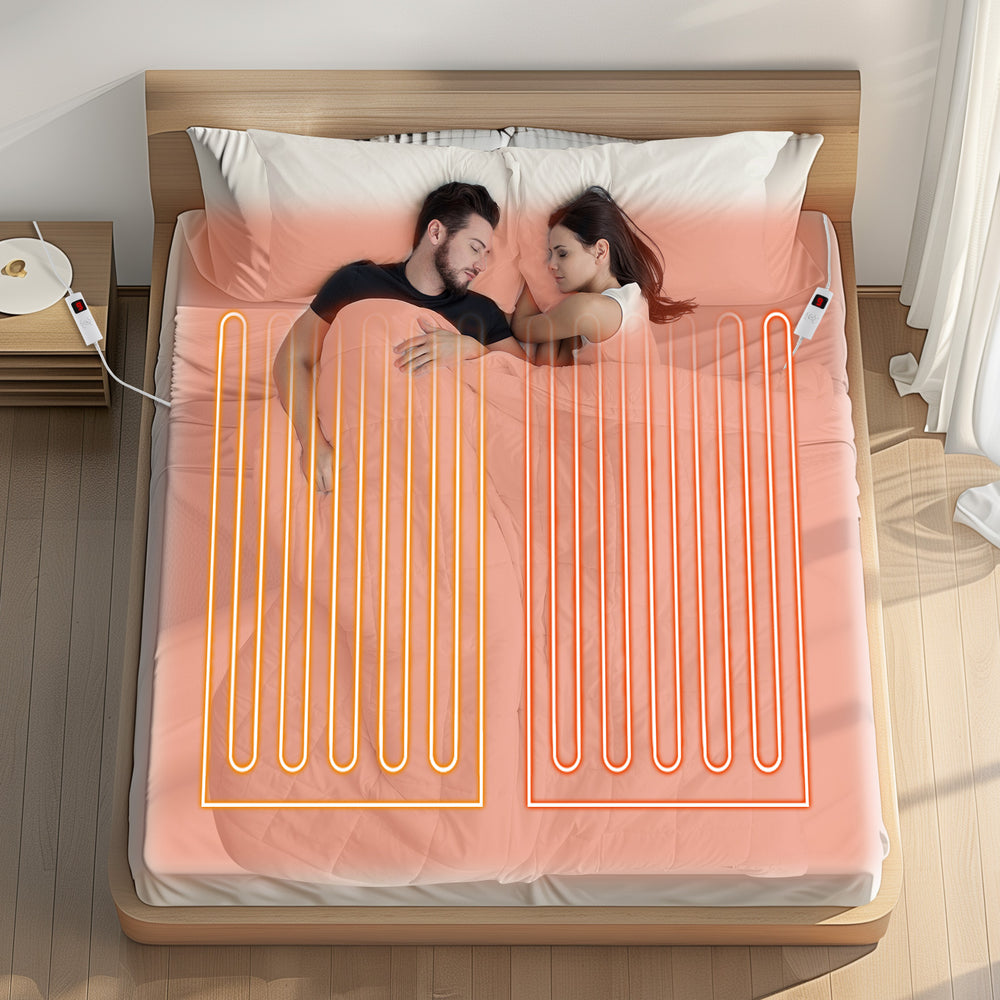 Machine Washable Electric Bed Warmer with Dual Controller 9 Heat Setting and 9-Hour Auto Off and Overheat Protection-King Size - Gallery View 1 of 11