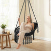 Macrame Swing Chair Hammock Chair with 2 Removable Cushions-Black - Gallery View 1 of 10