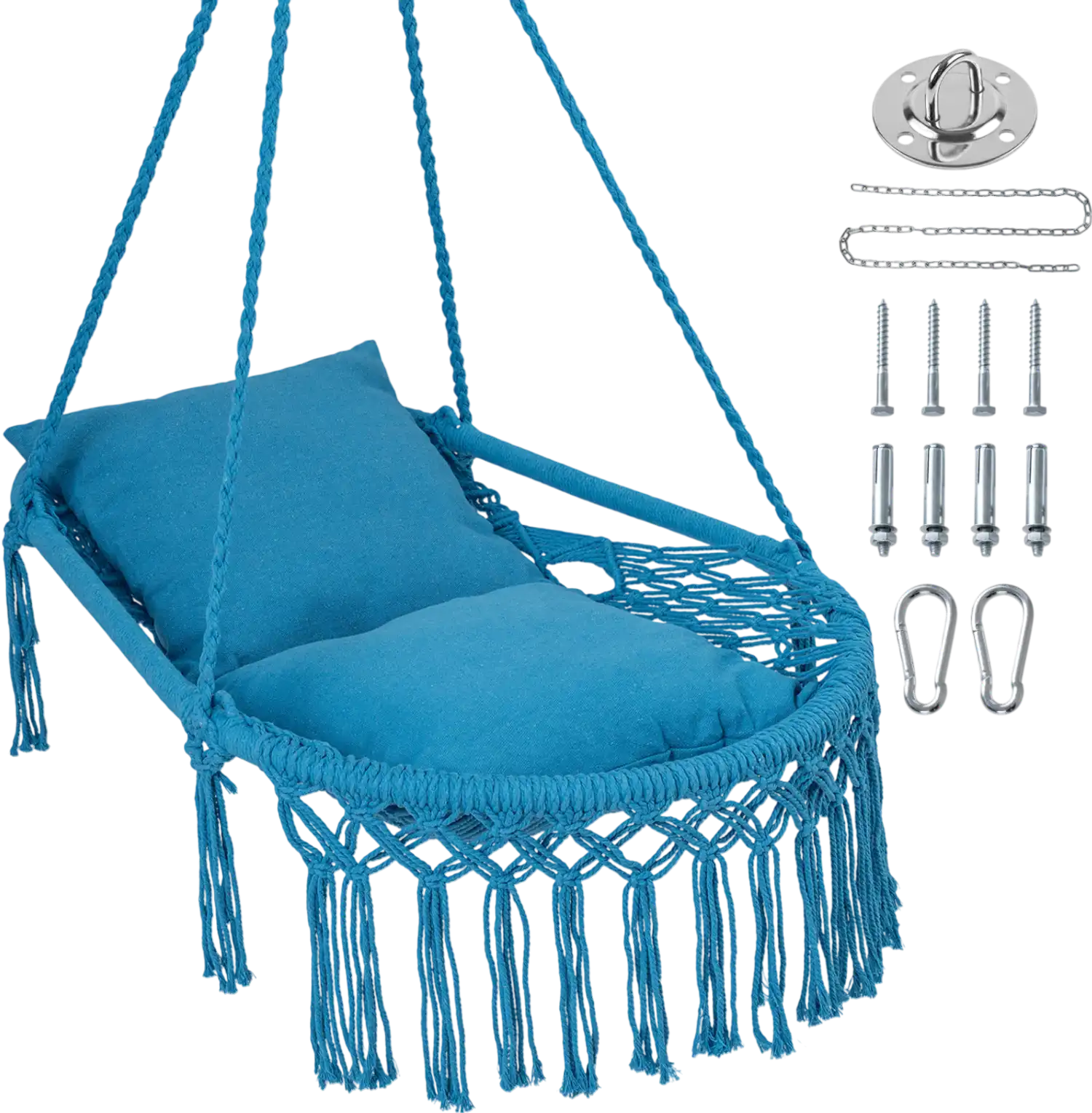 Costway Macrame Swing Hammock Chair with 2 Removable Cushions 31864954 New