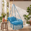 Macrame Swing Chair Hammock Chair with 2 Removable Cushions-Navy - Gallery View 1 of 9