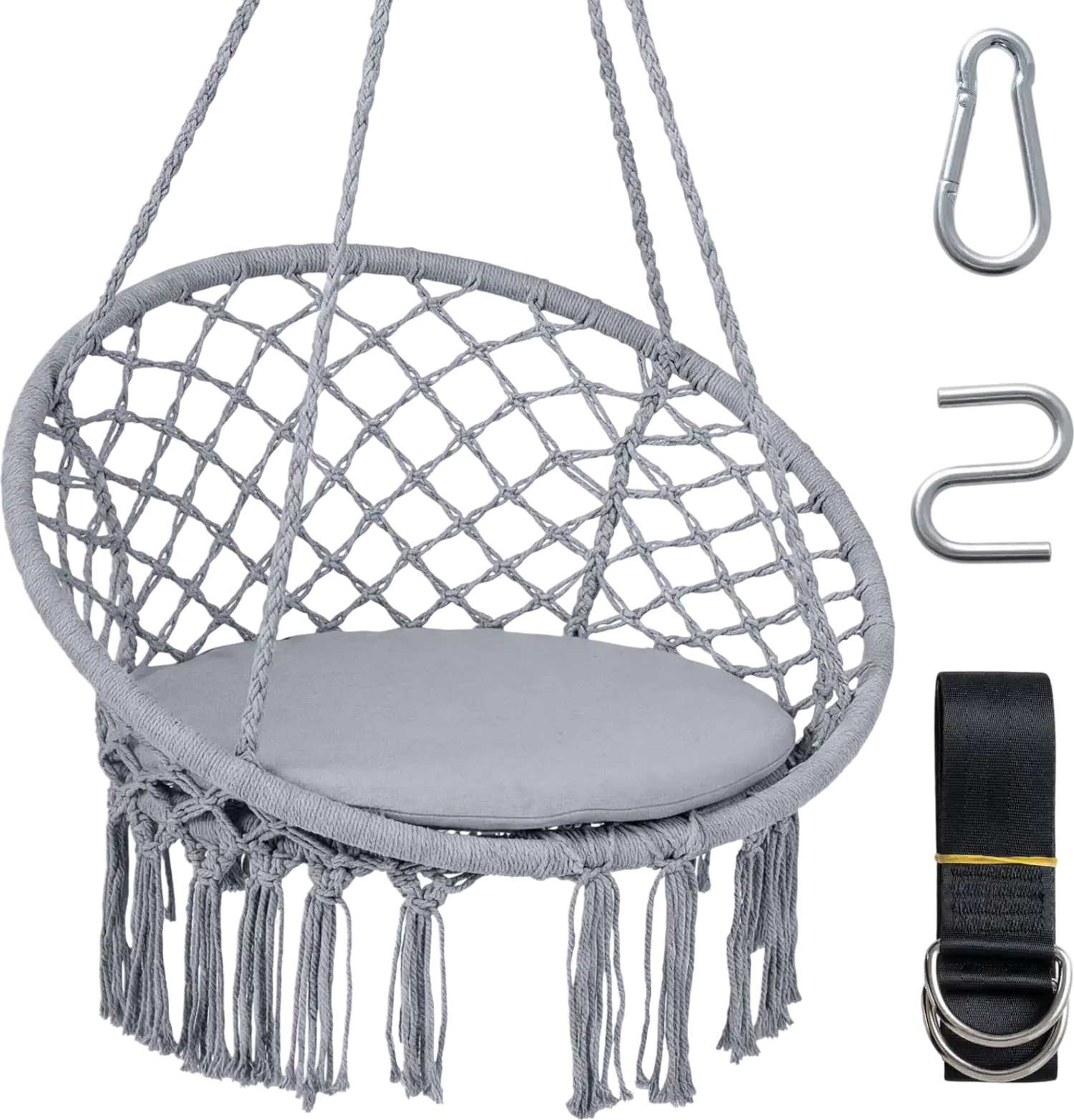 Costway Macrame Hammock Swing Chair Round Seat Cushion 29297917 New