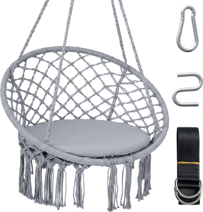 Costway Macrame Hammock Swing Chair Round Seat Cushion 29297917 New