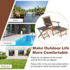 Folding lounge chair with acacia wood table in brown PE wicker, perfect for patio or poolside relaxation.