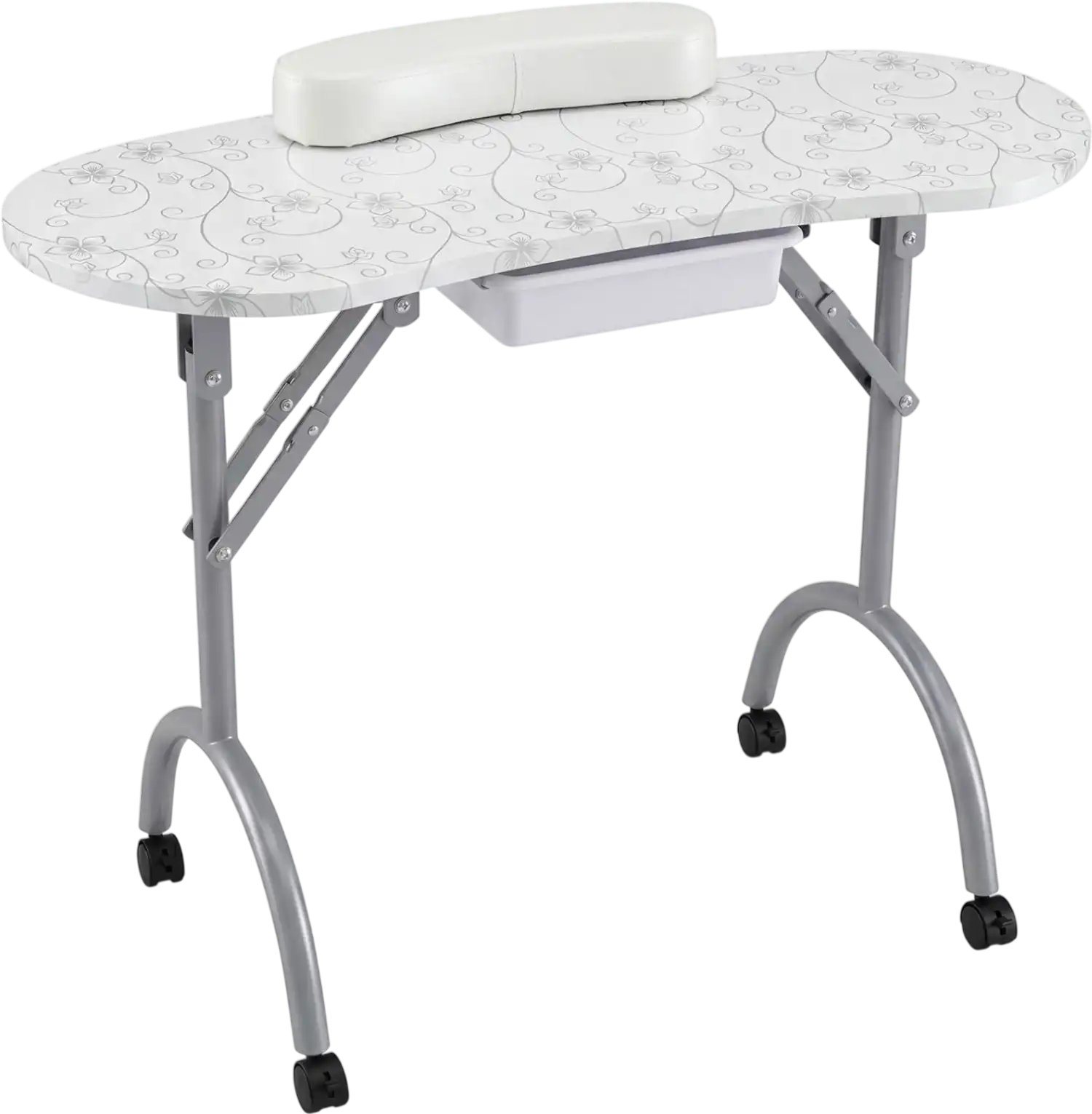 Costway Foldable Portable Manicure Table w/ Drawer Casters Cushion 07865231 New
