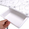 Close-up of the portable manicure nail table showing the durable plastic drawer, designed for easy accessory storage.