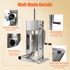 Manual sausage stuffer with a tiltable cylinder, 2 speeds, and 4 stuffing tubes for home and commercial use.