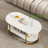 Marble Coffee Table with Open Storage Shelf-White - Gallery View 1 of 10