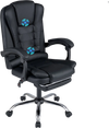 Massage office chair in black with reclining backrest, footrest, and USB-powered vibration massage for ultimate comfort.