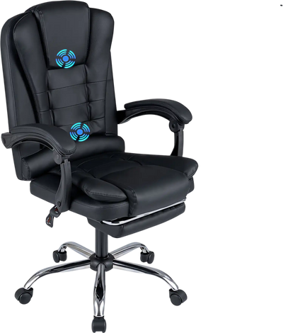 Costway Massage Office Chair Reclining Swivel Seat Footrest 61727924 New
