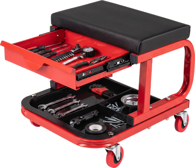 Costway Mechanic Rolling Garage Stool Tool Trays Magnetic Drawer 12393596 New