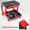 Mechanic rolling stool in red with tool trays, magnetic drawer, and 330 lbs capacity, ideal for garage use.
