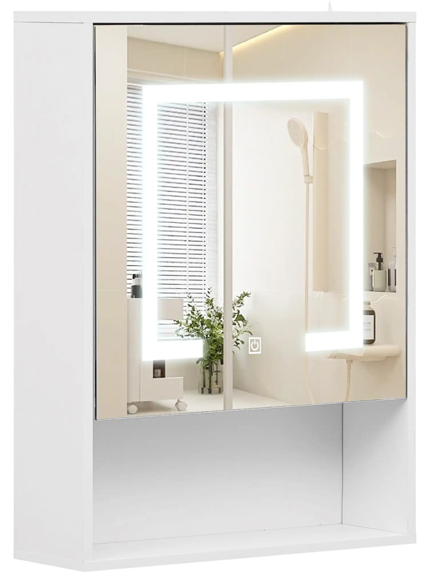 Costway Lighted Medicine Cabinet Mirror 3-Color LED Recessed/Wall Mounted 65953661 New