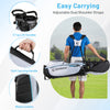 Men's complete golf clubs and bag set in white with adjustable dual shoulder straps for easy carrying and comfort.