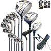 Men's complete golf clubs set with driver, irons, and lightweight bag, featuring anti-slip grips and alignment aid.