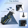 Men's golf bag set with pop-up base, sturdy support legs, and anti-slip foot pads for easy carrying and stability.