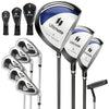 Men's 9-piece complete golf club set in navy with ultra lightweight carbon shafts and head covers for beginners.