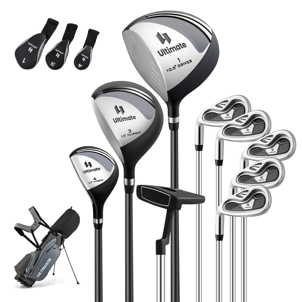 Mens LeftHanded Complete Golf Clubs and Bag Set Portable Lightweight Golf Stand Bag-Grey - Gallery View 1 of 10