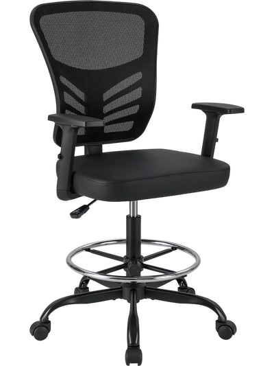 Costway Mesh Drafting Office Chair Adjustable Armrests Foot-Ring 62943150 New