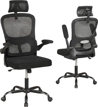 Costway Mesh Office Chair Adaptive Lumbar Support Flip-up Armrests Reclining Backrest 85396274 New
