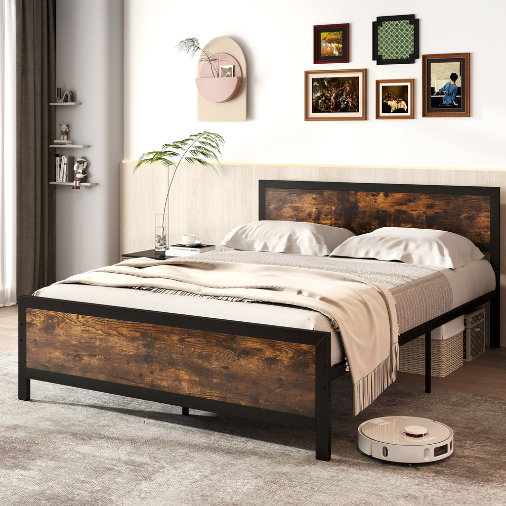 Metal Bed Frame with Headboard and Footboard-Queen Size - Gallery View 1 of 10